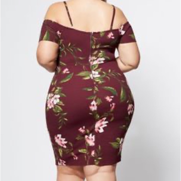 Fashion Nova Floral Cold Shoulder Dress Size 2X - Picture 2 of 7
